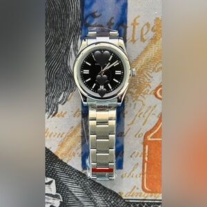 Men’s Luxury Stainless Steel Automatic Watch “OP” Style Black Dial 41mm